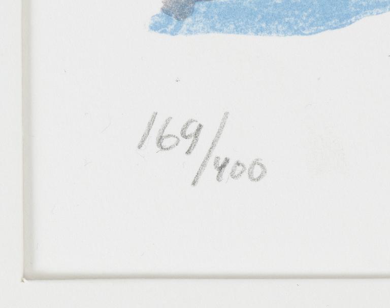 Roland Svensson, kasett med 4 färglitografier, signerade 169/400 samt fyra dagböcker i faksimil, 1990.