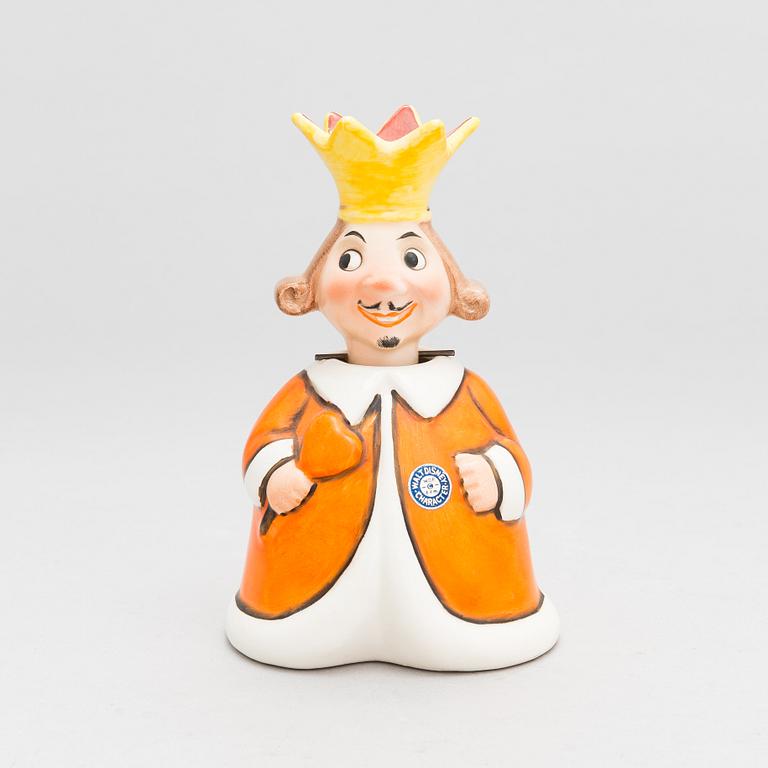 Figurin/nickedocka, porslin, "King of Hearts" Goebel för Walt Disney 1950-tal.