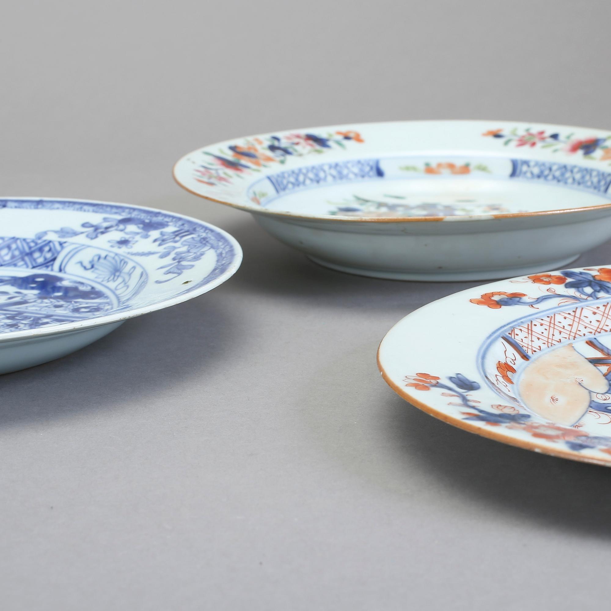 TALLRIKAR, 3st, kompaniporslin, Kina, Qing dynastin, Qianlong (1736-95).