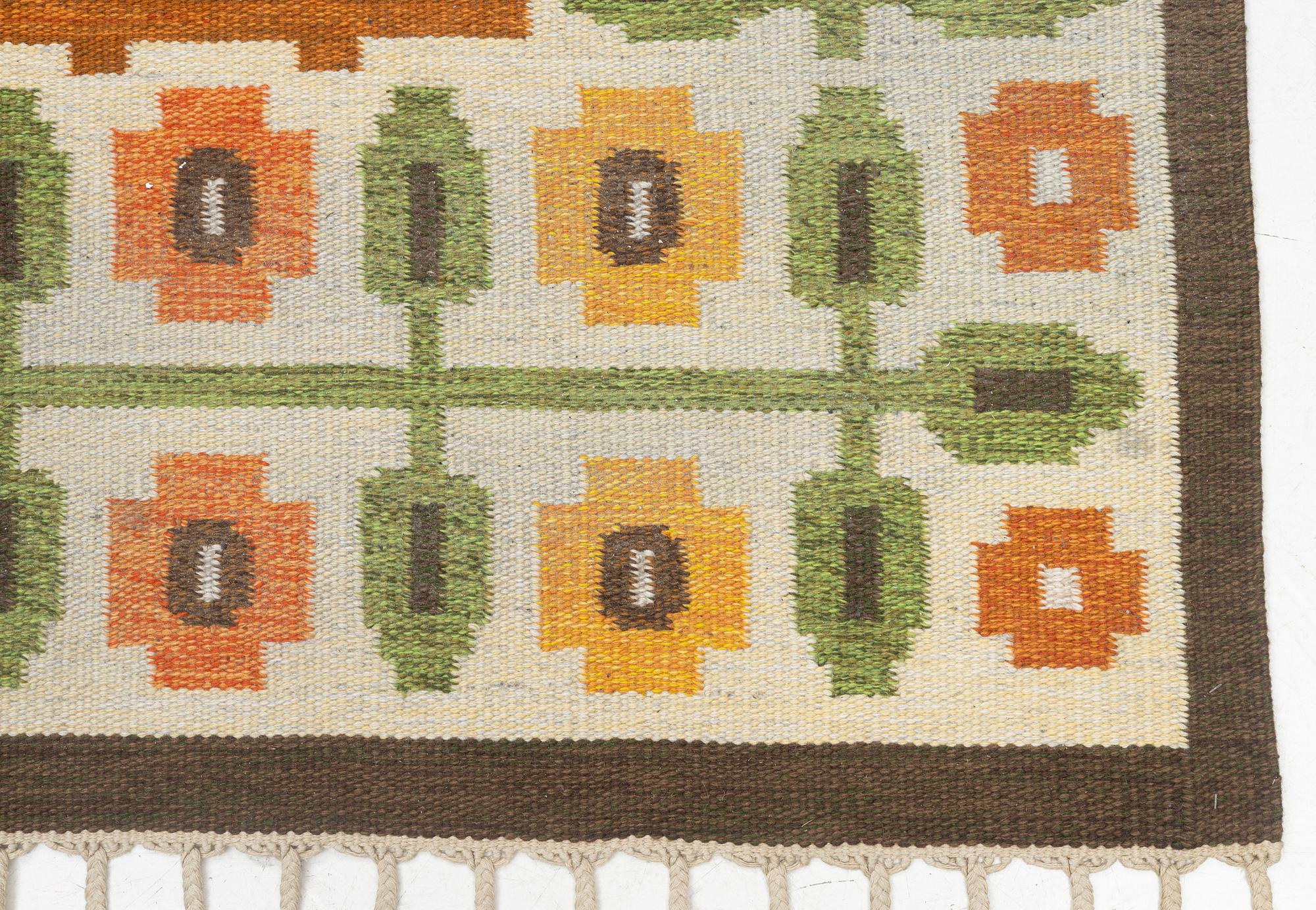 Gerti Lundberg, a flat weave carpet, Vävaregården, Eringsboda, Sweden, 242 x 165 cm.