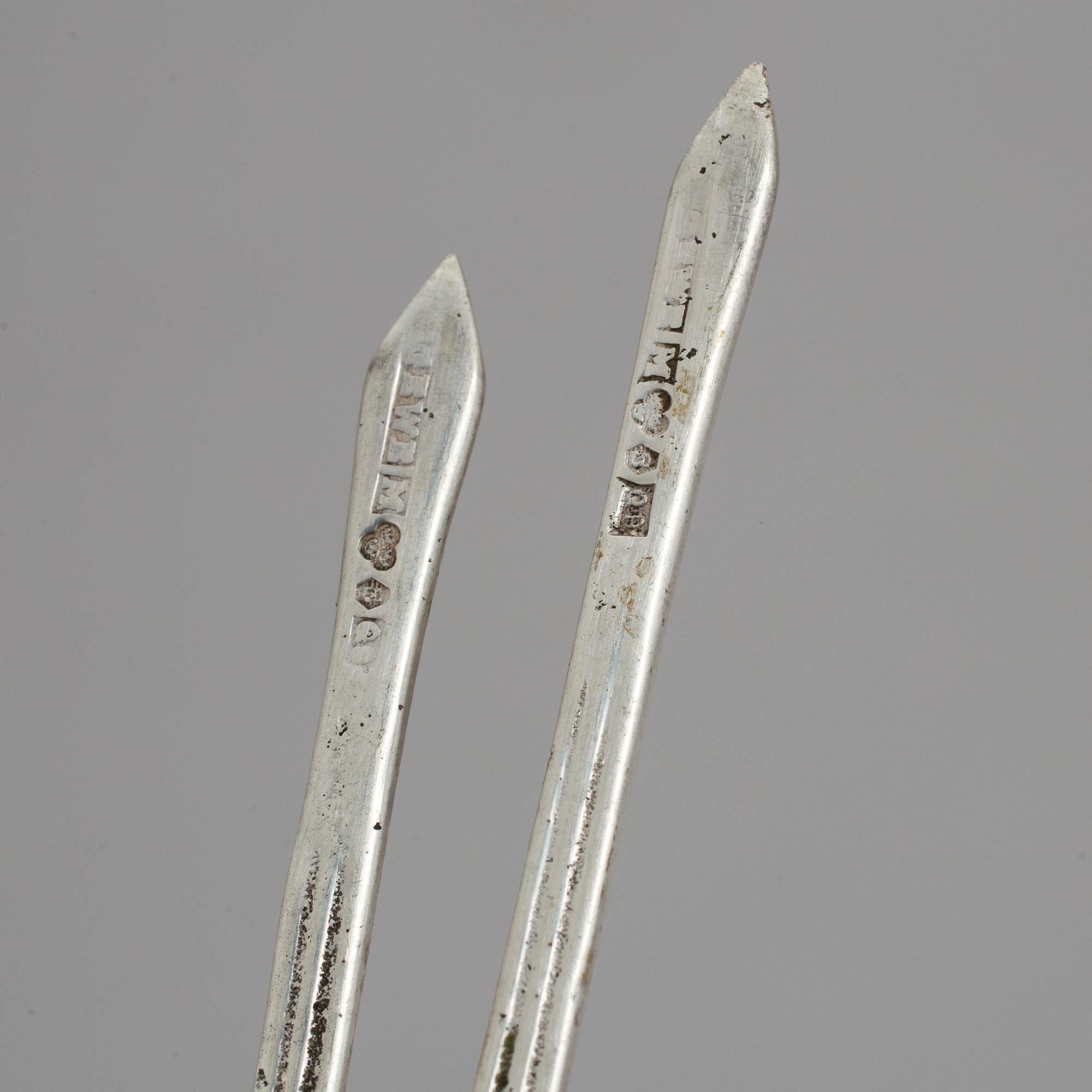 6 COCKTAILPINNAR i ETUI, silver, Gewe Silvervarufabriken AB, Malmö, 1966. Vikt ca 87 gram.