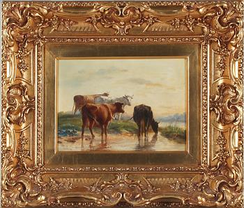 OKÄND KONSTNÄR, olja på duk, otydligt signerad, 1800-tal.