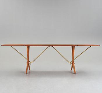 Hans J. Wegner, a teak, beech and brass dining table, model "AT-314", for Andreas Tuck, Denmark 1950-60's.