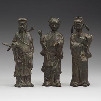 A group of nine bronze figures, Qing dynasty, 19th century.