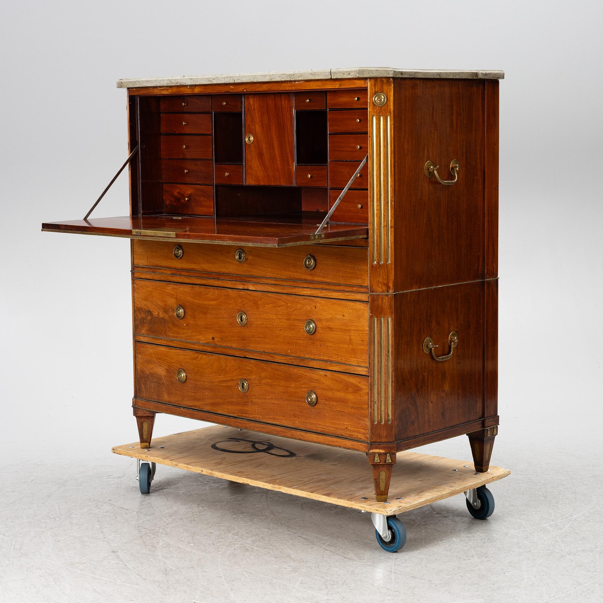 Secretary, late Gustavian, late 18th century, signed.