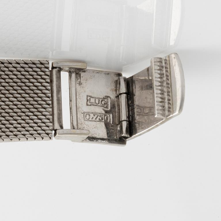 L.U. Chopard, Ladies' Bracelet Watch, white gold and bezel with eight cut diamonds.