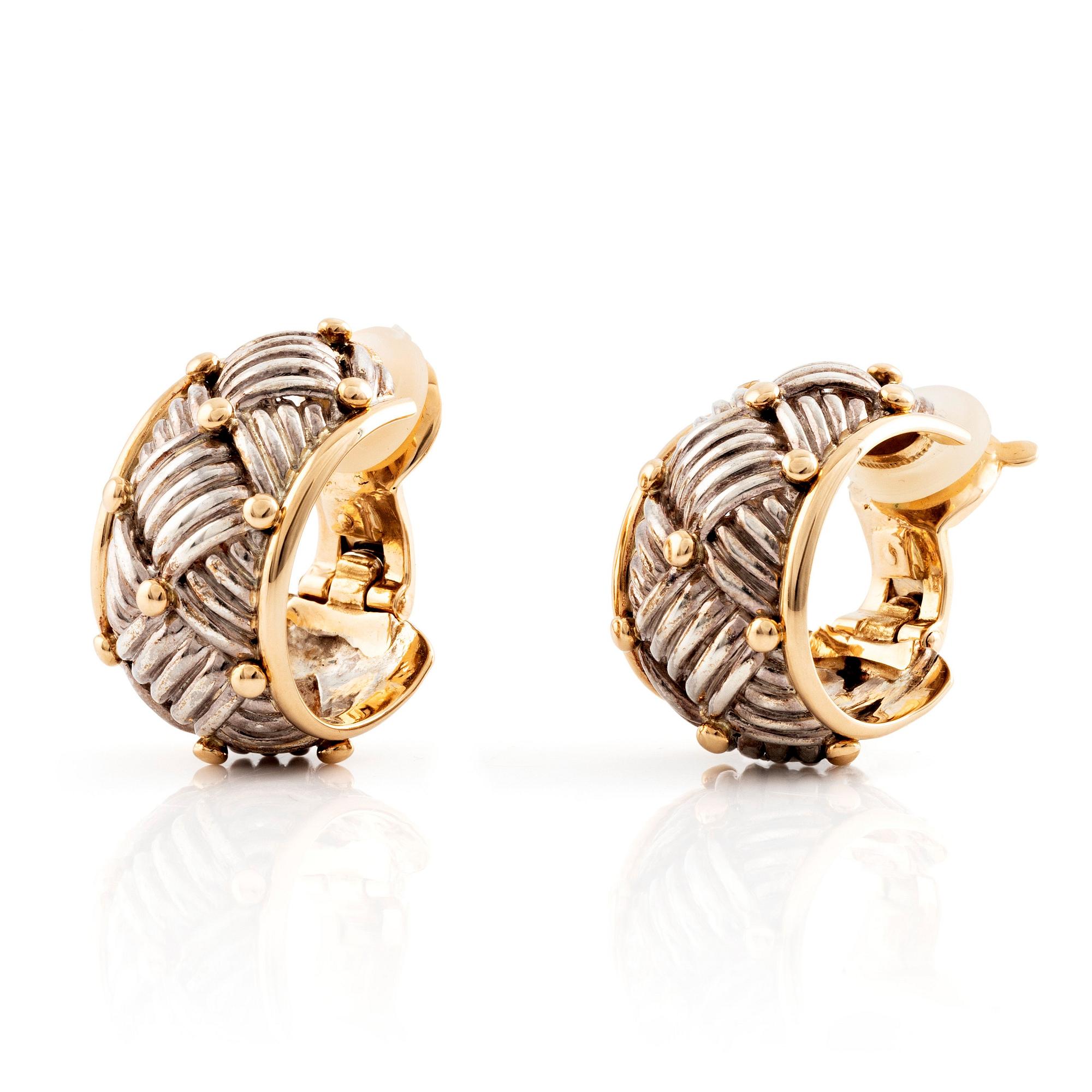 A pair of Hermès 18K gold and platinum earrings, design Georges L´Enfant.