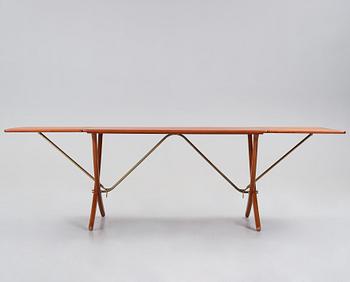 Hans J. Wegner, a teak, beech and brass dining table model "AT-314", for Andreas Tuck, Denmark 1950-60's.