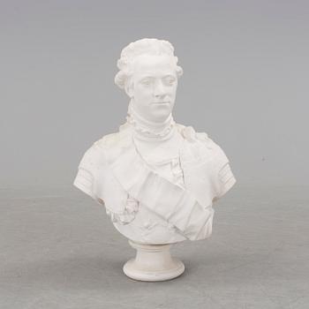 JOHAN TOBIAS SERGEL, after. A plaster bust of Gustav III.