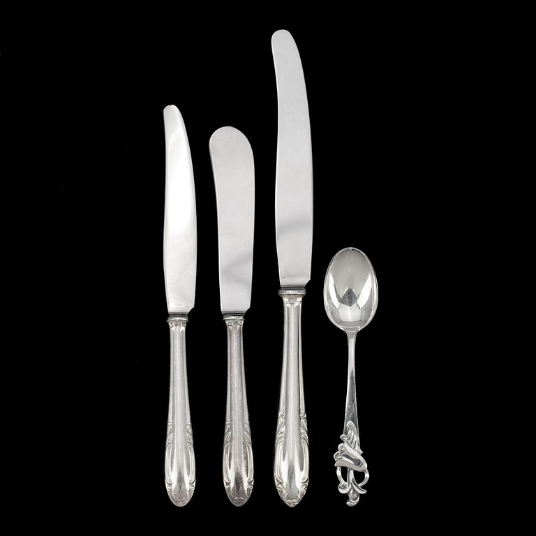 PARTI BESTICKSDELAR, 27 delar, silver, bl a C G Hallbergs AB, Stockholm, 1900-tal. Totalvikt ca 862g.