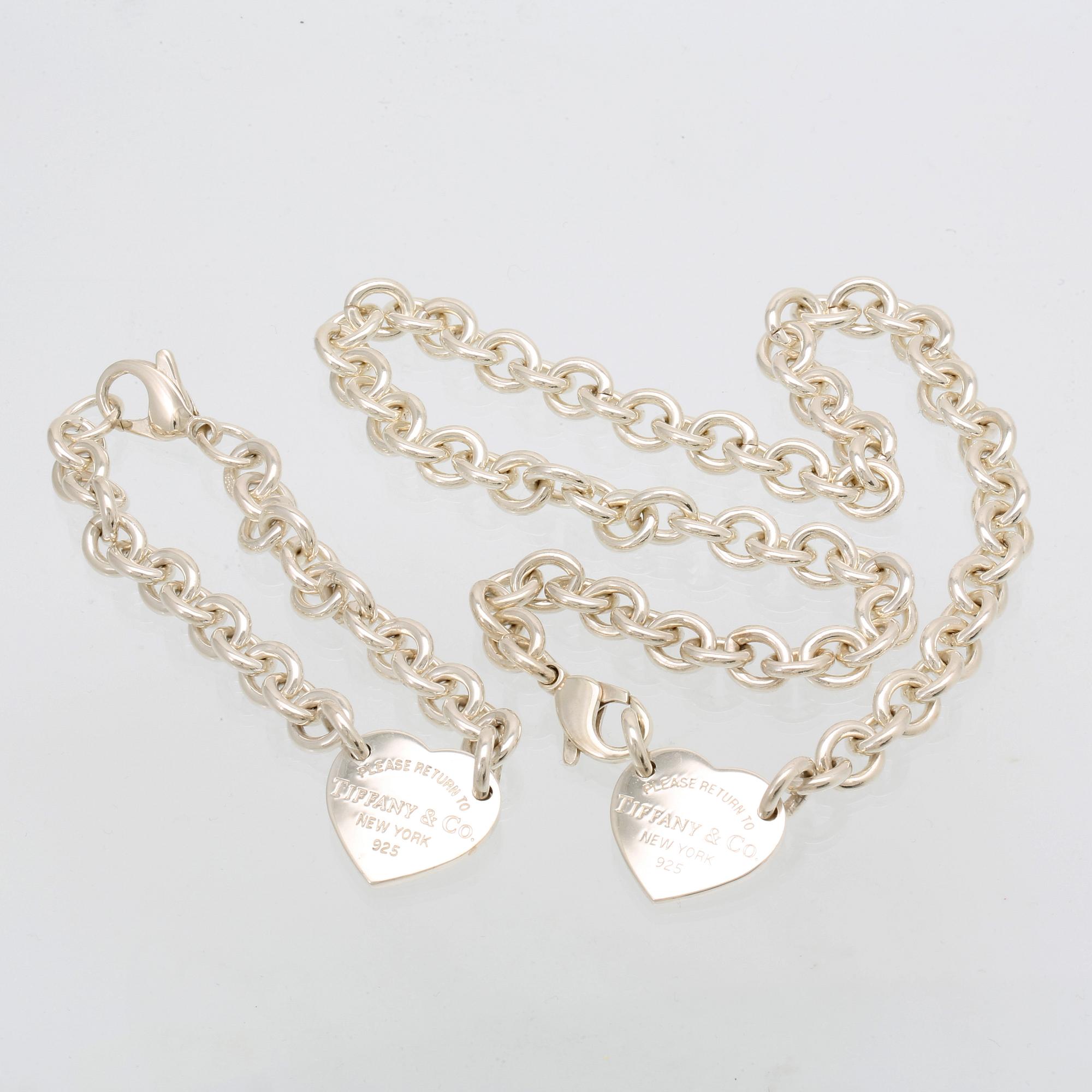 Tiffany & Co, halsband och armband, sterling silver, "Return to Tiffany & Co", original dustbag.