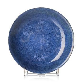 1164. A powder blue dish, Qing dynasty, Kangxi (1662-1722).