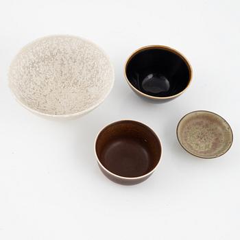 A set of nine stoneware miniatures, vases and bowls, Rörstrand.