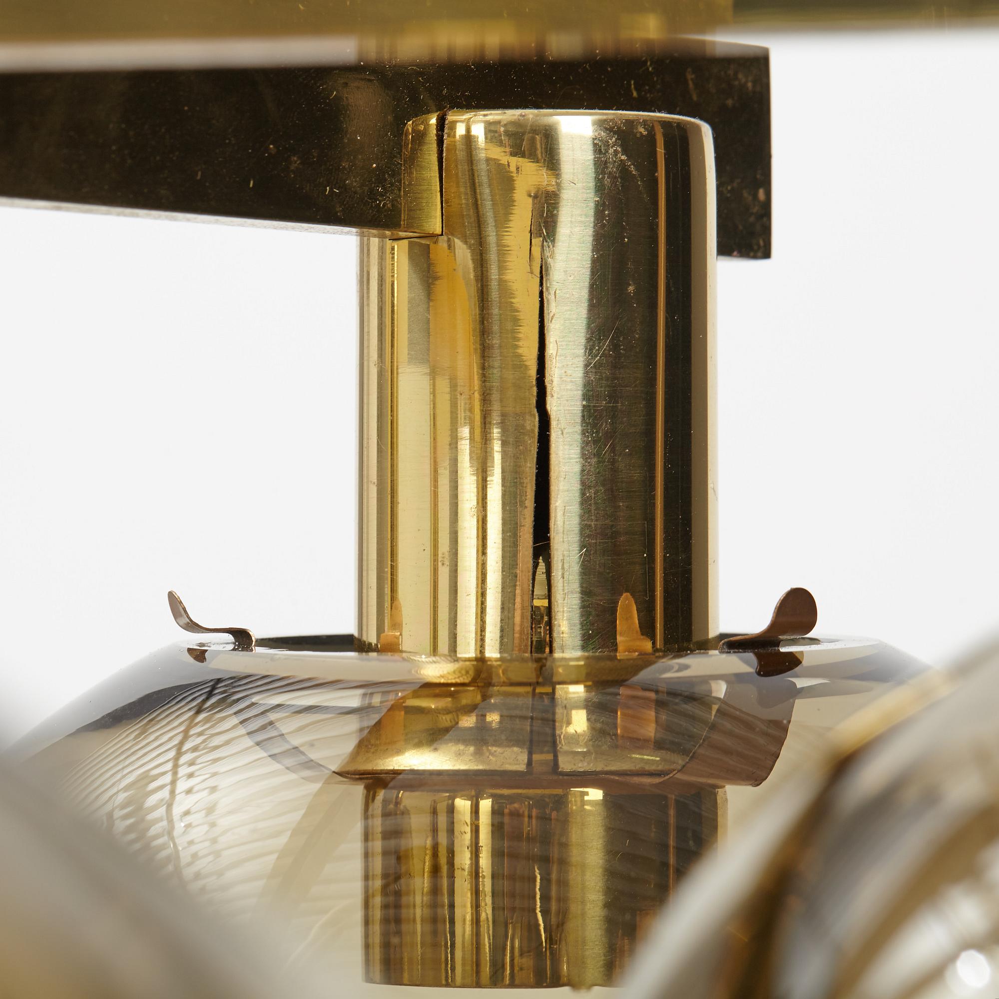 HANS-AGNE JAKOBSSON, a brass and glass nine-light ceiling light from Markaryd, second half of the 20th century.