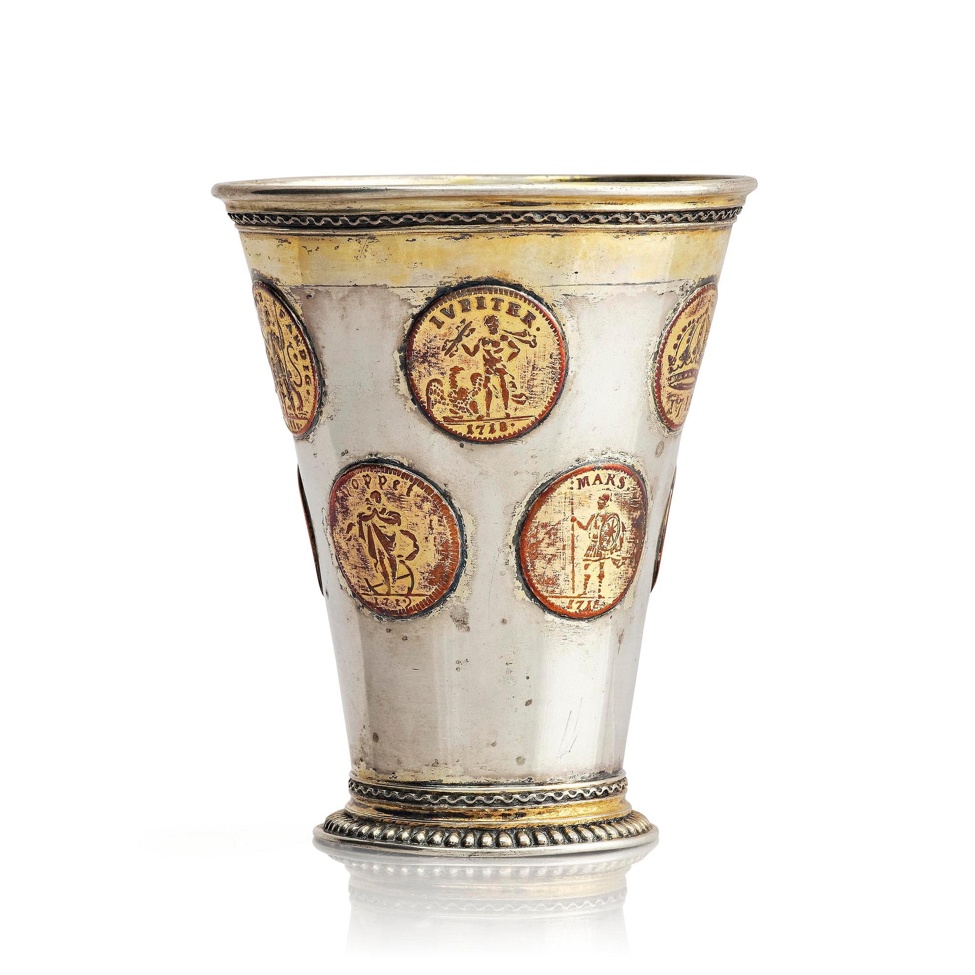 A Swedish 18th century parcel-gilt silver beaker, unmarked.