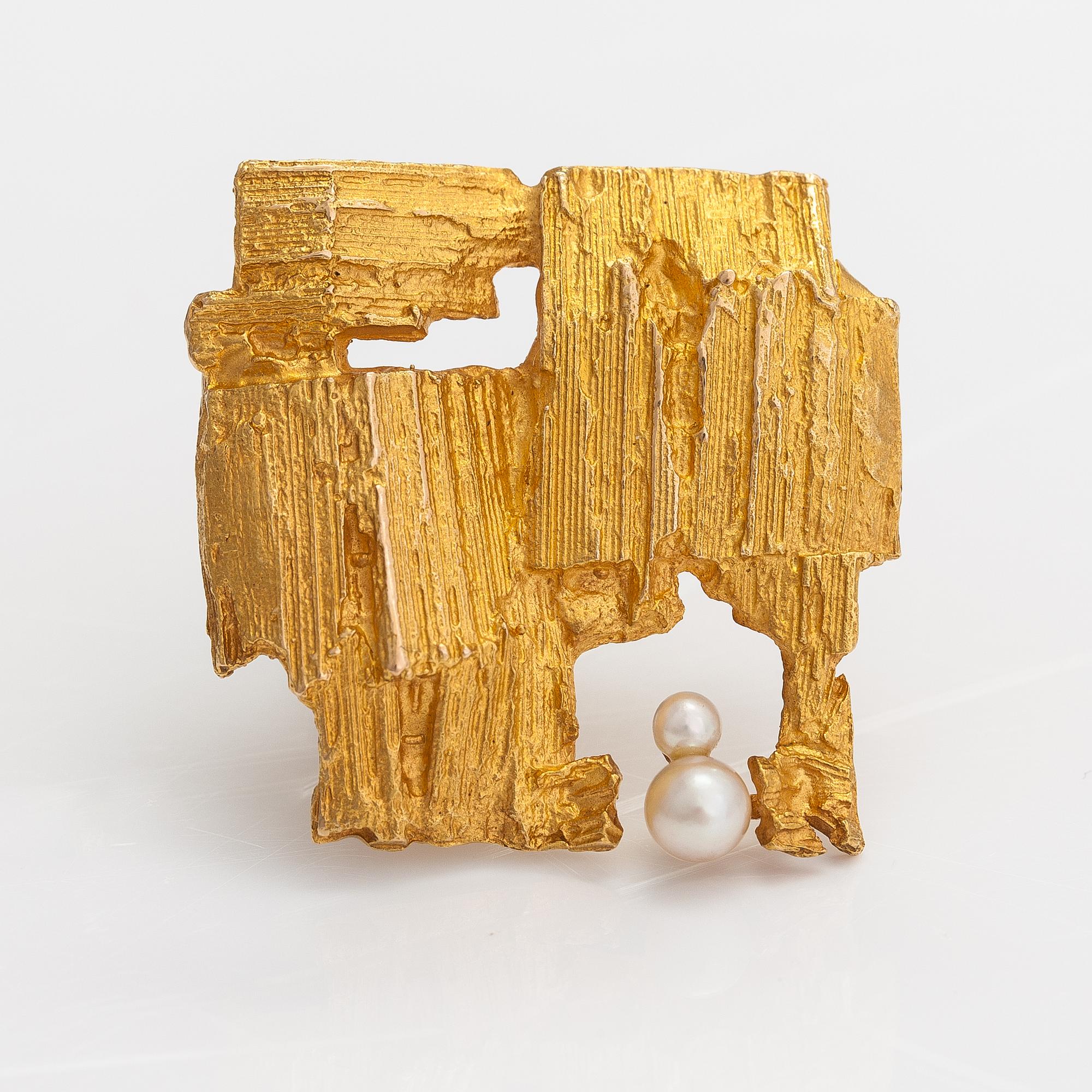 Björn Weckström, Brosch "Etude", 14K guld, odlade pärlor. Lapponia 1972.