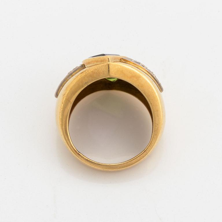 Octavio Sarda, Ring and earings, with brilliant-cut duamonds amethyst and peridot.
