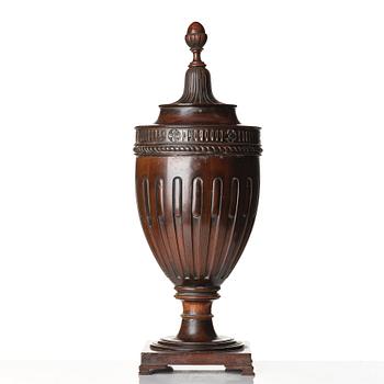 A mahogany carved Urn Cutlery box in George III style, around year 1800.