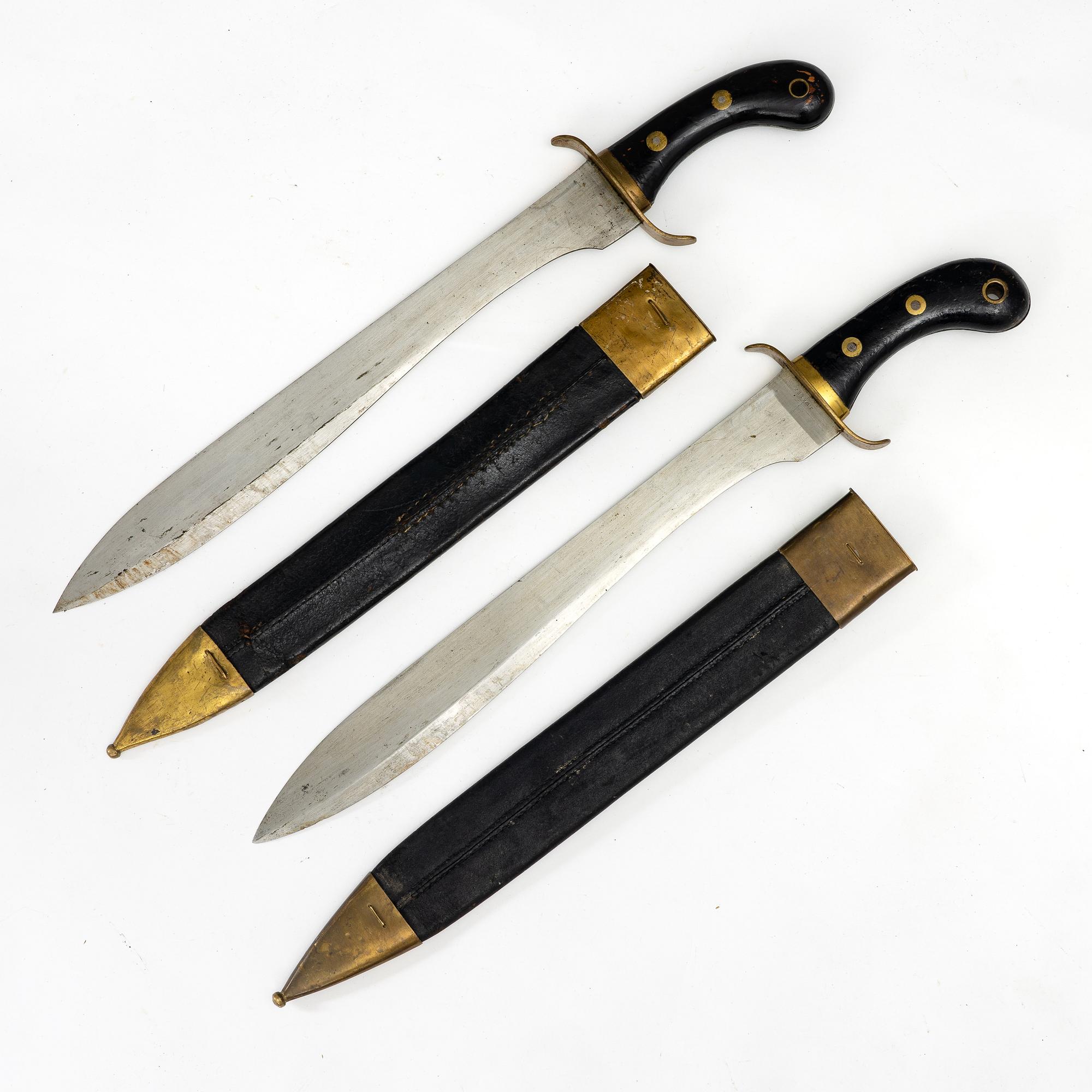 Two Swedish cutlasses 1848 pattern,with scabbards.