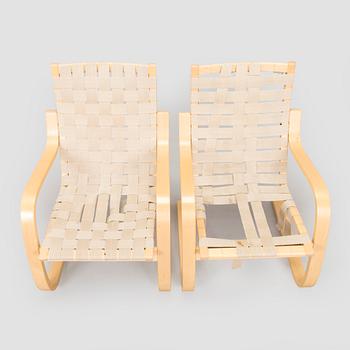 Alvar Aalto, fåtöljer, ett par, modell 406 för Artek 1900-talets slut.