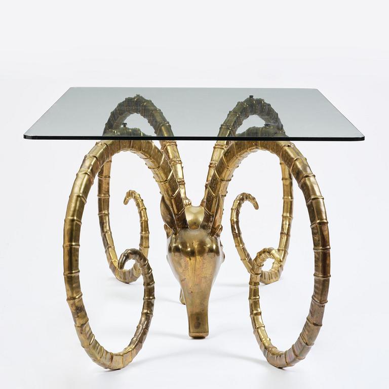 Alain Chervet, a brass and glass 'Ibex' dining table, France, 1970's.