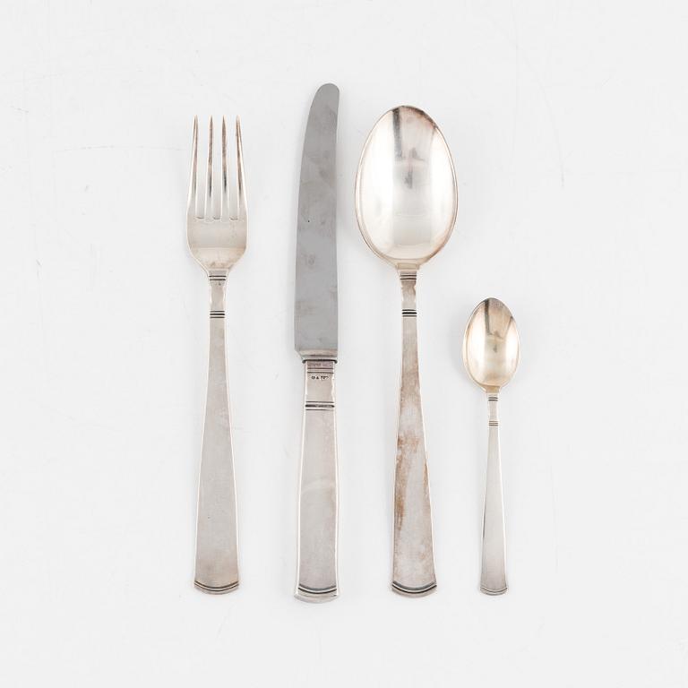 Jacob Ängman, a 24-piece silver cutlery set, model 'Rosenholm', GAB, Stockholm 1947-67.
