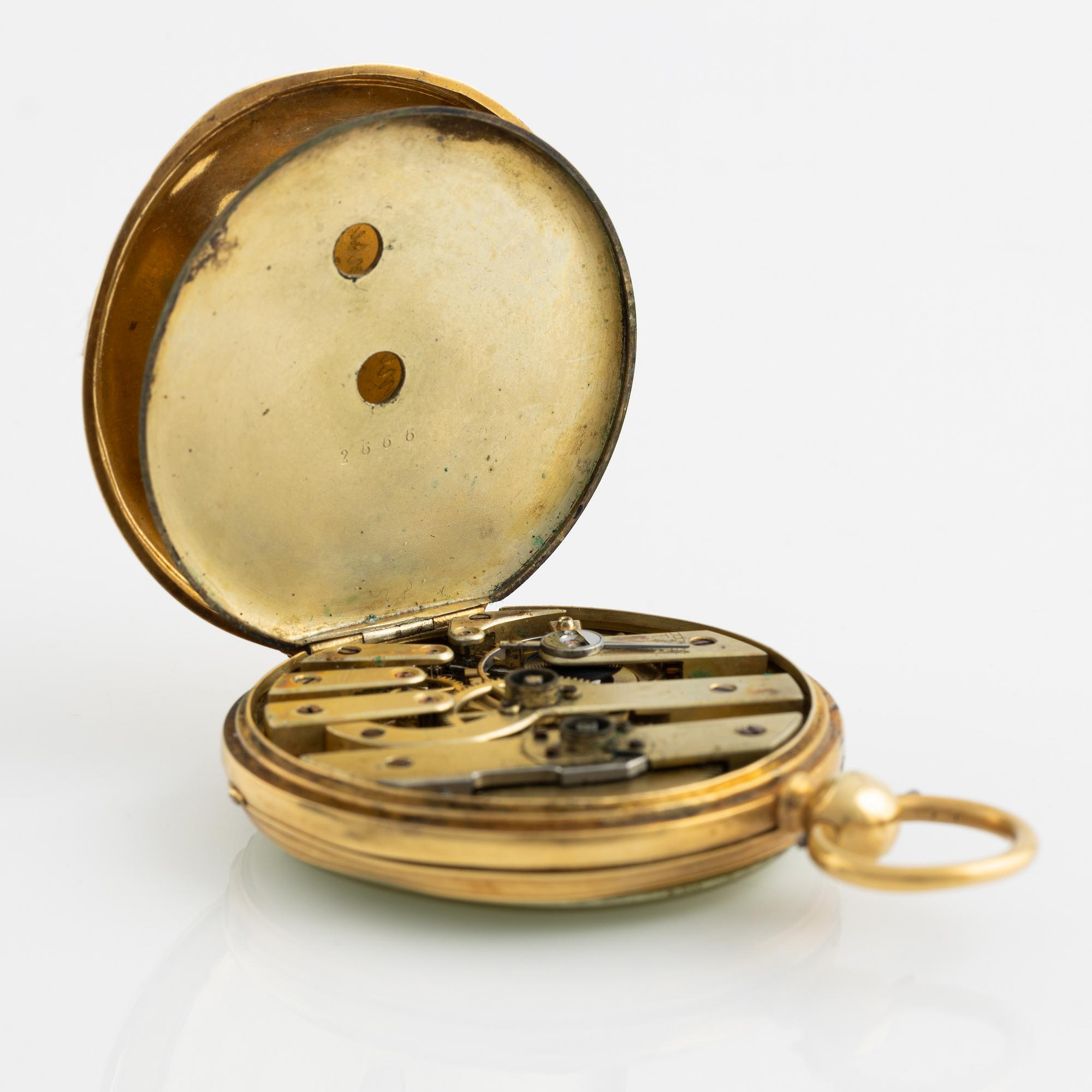 Pocket watch, 18K gold, 44,5 mm.
