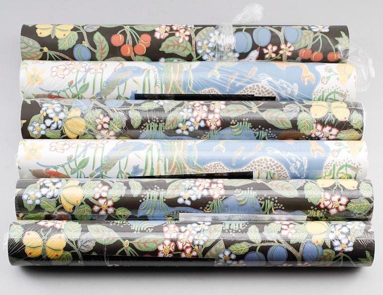 TAPETRULLAR, 6 st, "Paradiset", Josef Frank, Boråstapeter före 2012.