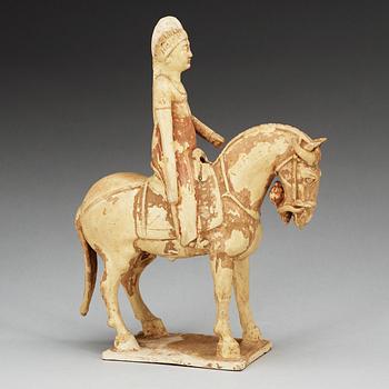 A potted figure of an equestrian figure, Tang dynasty (618-907).