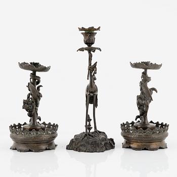 Ljusstakar, 3 st, Japan, omkring år 1900.