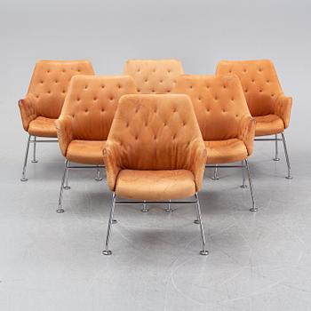 Six leather armchairs, 'Mirja', by Bruno Mathsson for Dux.