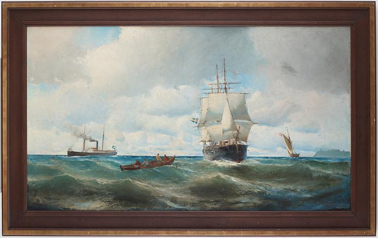 Christian Fredrik Swensson (Svensson), Seascape with ships - scene from Öresund.