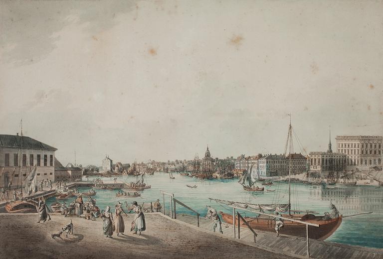 Johan Fredrik Martin, "Utsigt af Stockholm tagen ifrån ingången till Blasiiholmen".