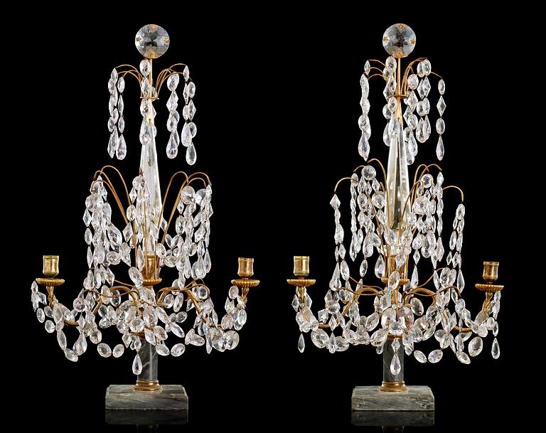A pair of Gustavian late 18th Century two-light girandoles.