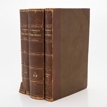 Kirjateos, 3 nidettä, Sukutaulut "Suomen Ritarihuoneeseen otetusta aatelistosta" I-II lisäosa 1879-1883.
