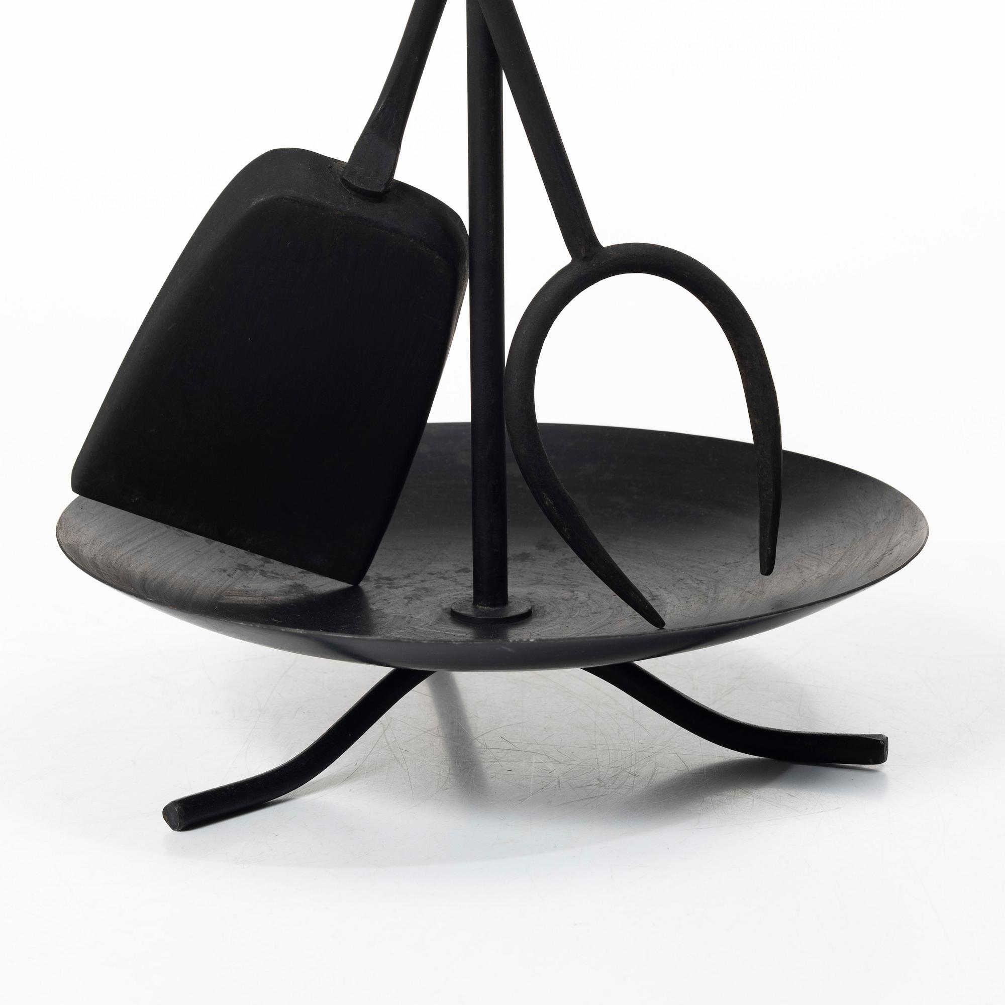 Gunnar Ander, Fire utensils on a stand, Ystad Metall, second half of the 20th century.