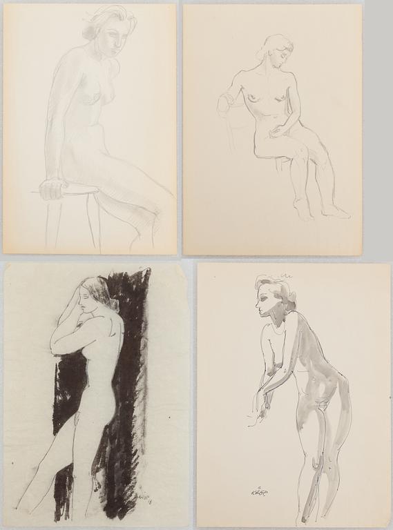 Wilhelm Kåge, a set of four model studies, 1930s-40s.