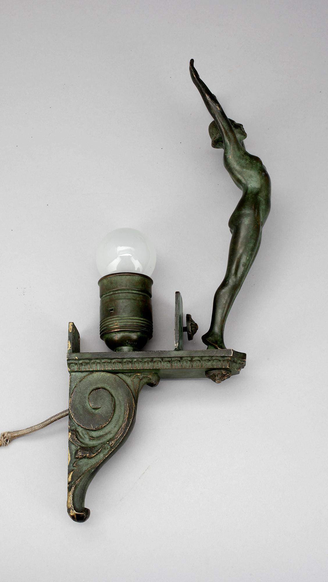 VÄGGLAMPETT, brons, art deco, 1920-tal.