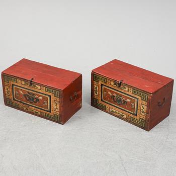 Two Chinese wooden cabinets, 20th century.