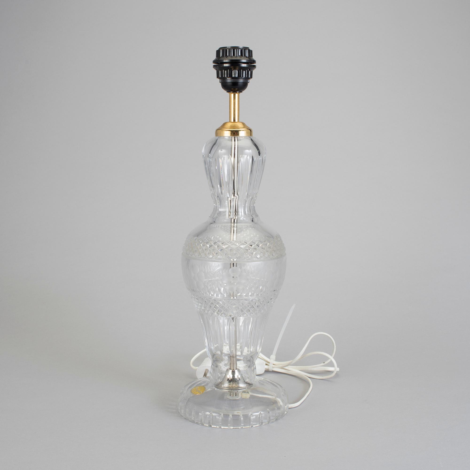 BORDSLAMPA, glas, "Bohemia" Cczechoslovakia, etikettmärkt, 1960-tal.