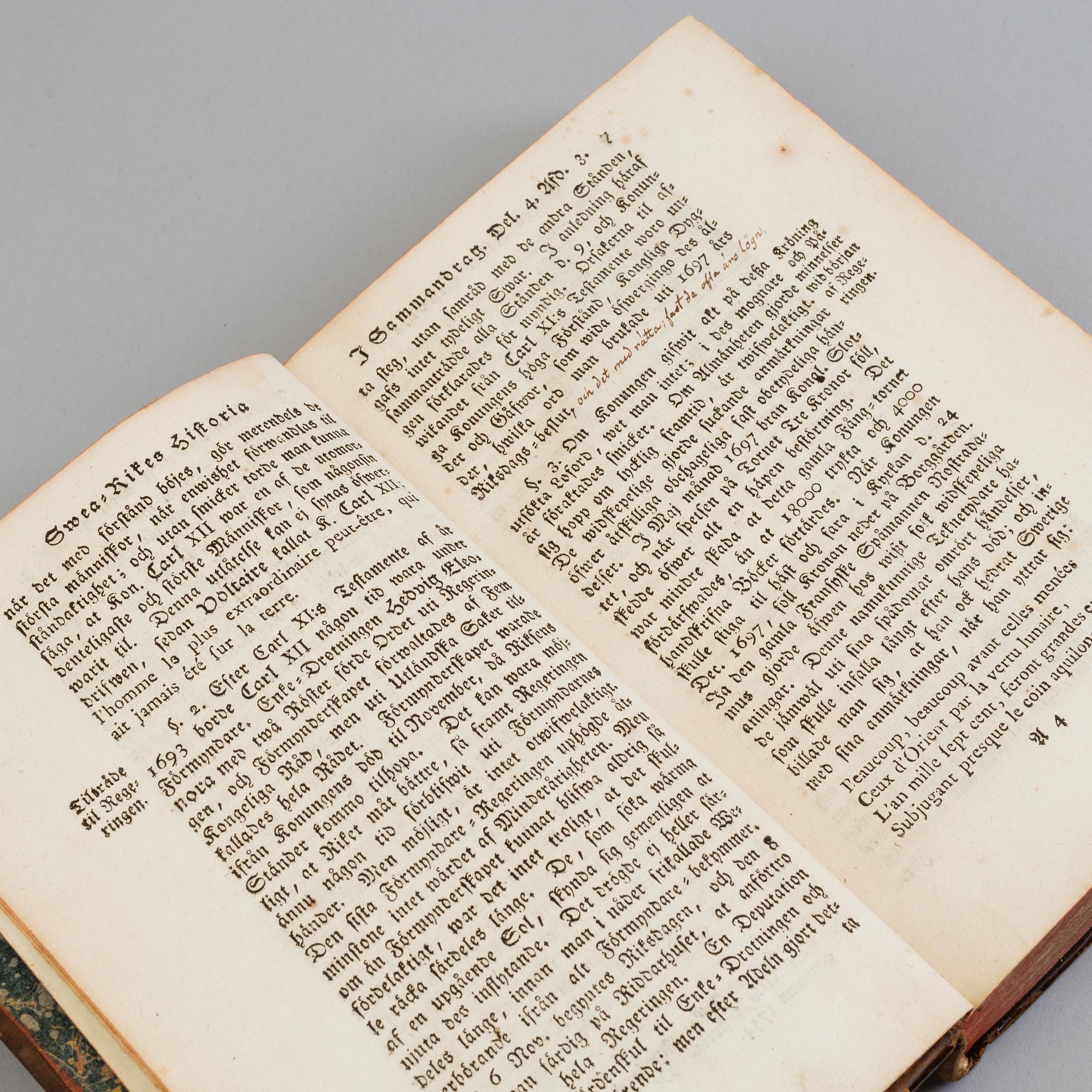 A BOOK ON SWEDISH HISTORY, 1779.