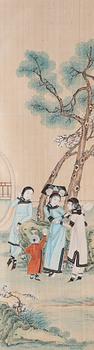 A Chinese painting by anonymous artist, ink and colour on silk, late Qing dynasty.