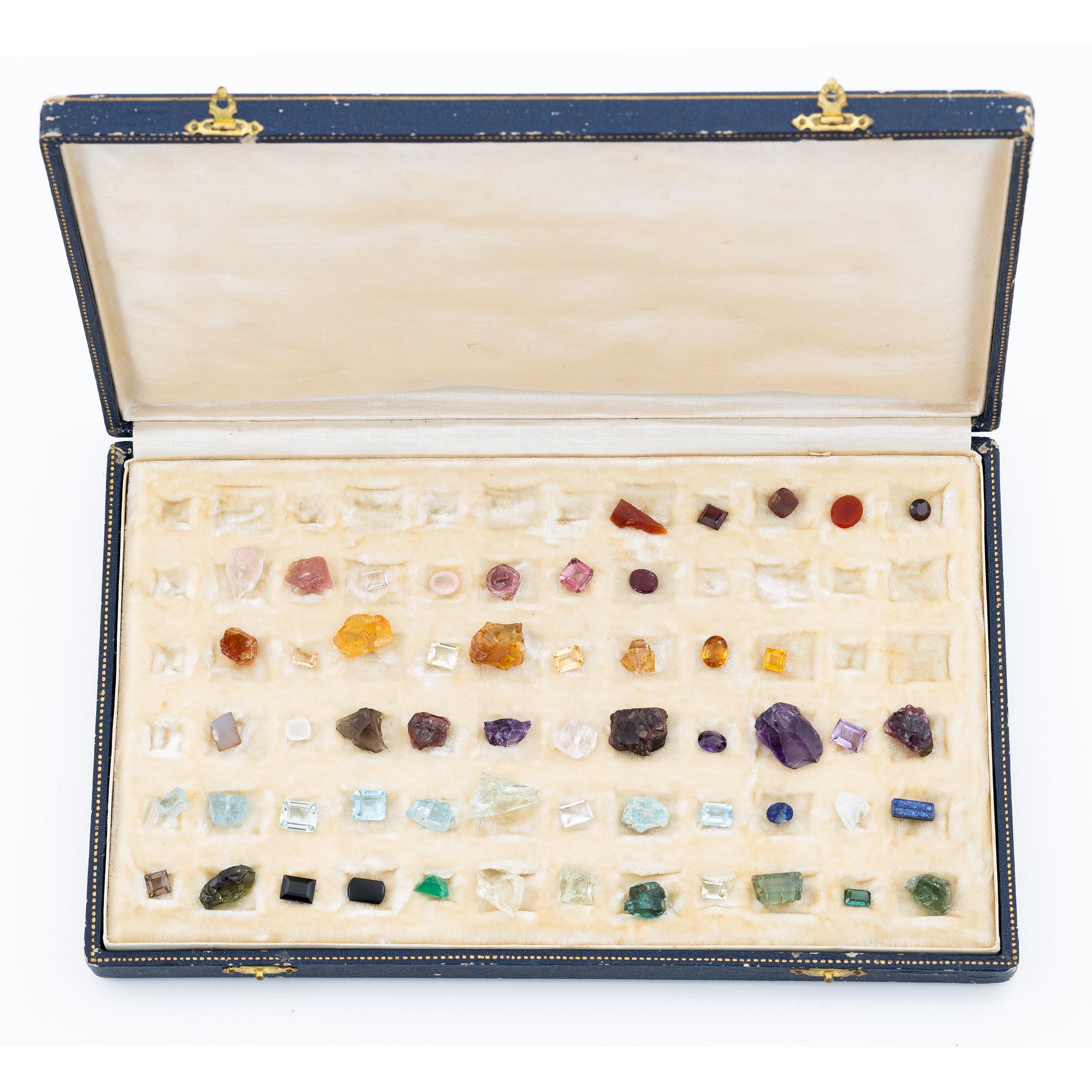 A case with 56 loose gemstones.