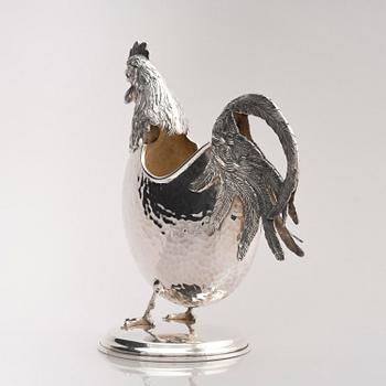 Kanna i form av tupp, sterlingsilver, 1900-talets andra hälft.