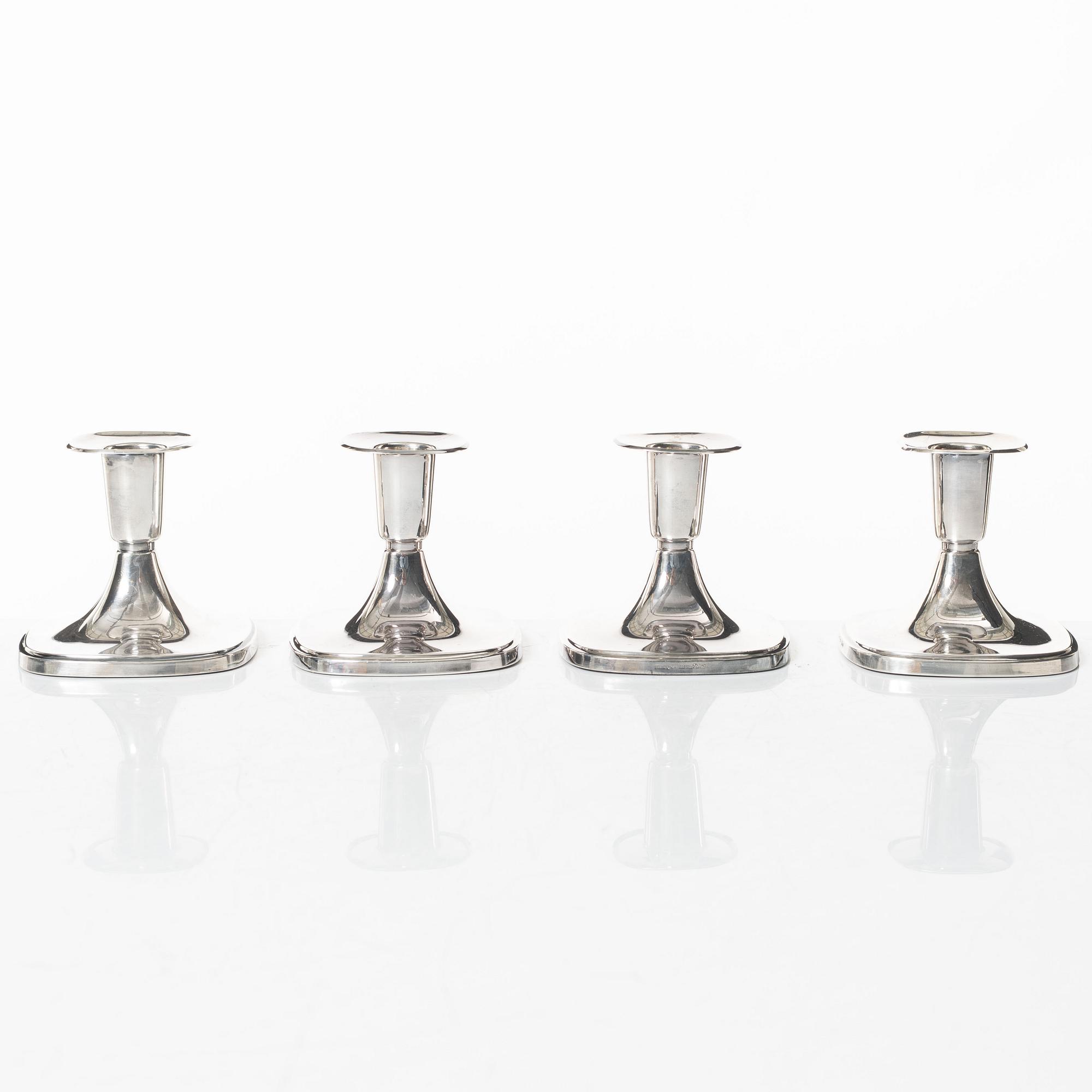 Tore Eldh, four silver candlesticks, K&EC/Ceson, Gothenburg, 1967-80.