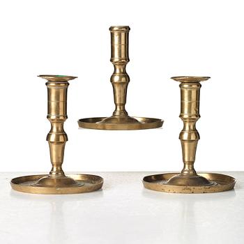 Three Gustavian late 18th century candlesticks, Kungl. Husgerådskammaren.