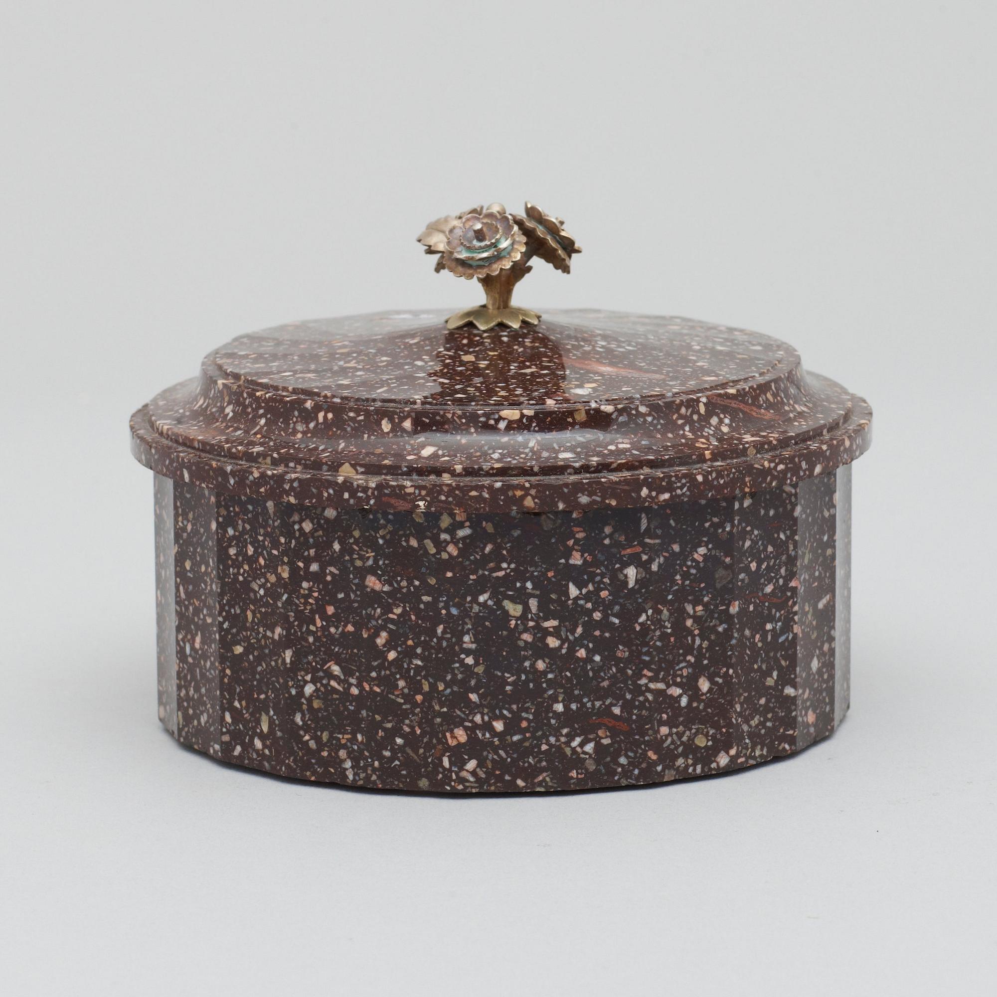 A Swedish Empire 19th century porphyry butter box.