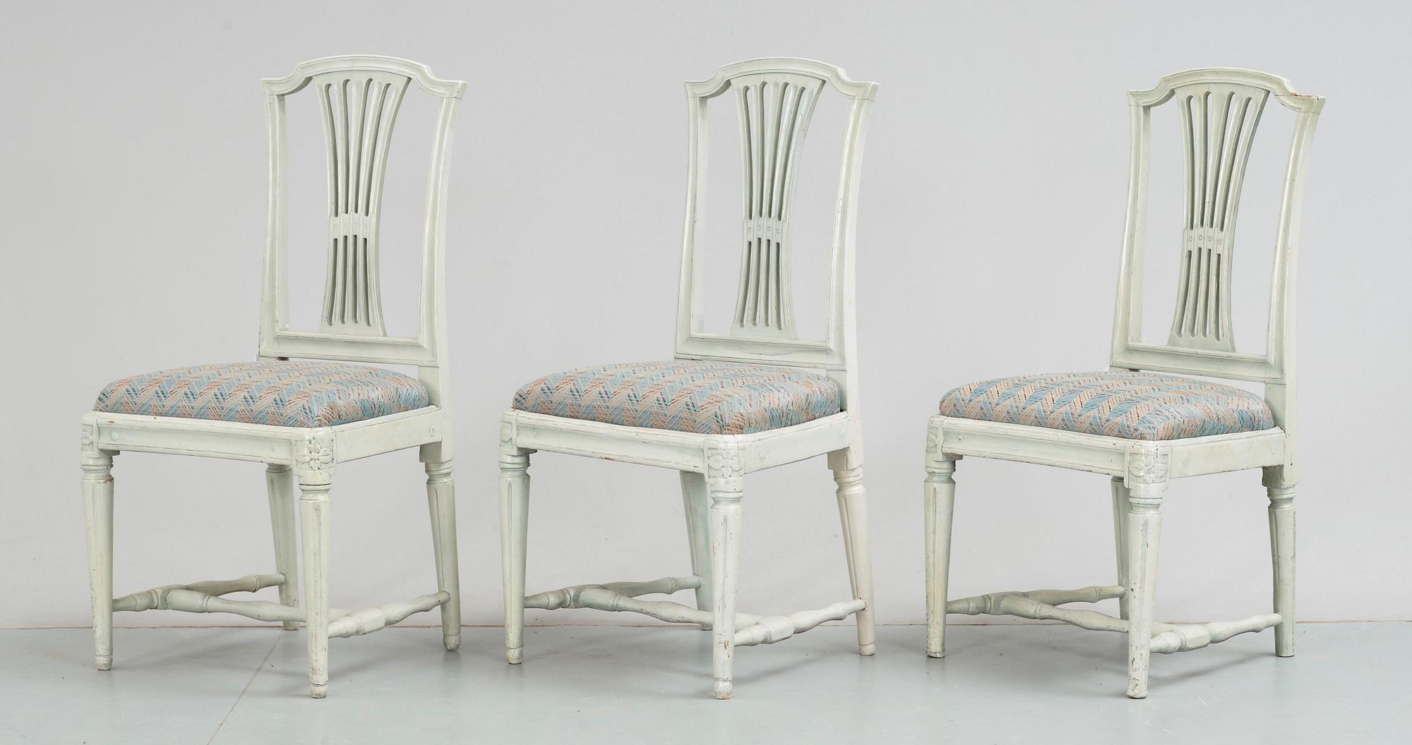 STOLAR, 3 st. Gustavianska Stockholmsarbeten, 1700-tal.