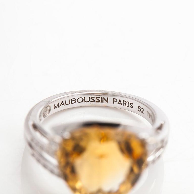 Ring, 18K vitguld med citrin och diamanter. Mauboussin, Paris.