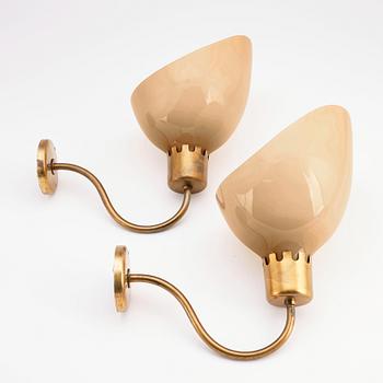 Harald Notini, vägglampetter, ett par, modell "8566/A", Arvid Böhlmarks Lampfabrik, 1940-tal.